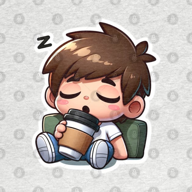 Caffeinated Naptime: Kid Enjoying a Coffee Siesta by Rolling Reality